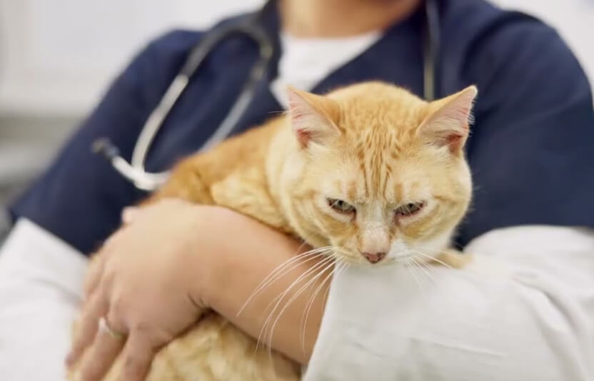 крупный здоровый кот на осмотре врача